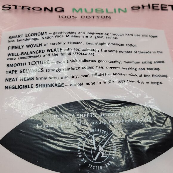 Vintage Penneys Elasta-Fit Twin Bed Sheet Set 72"x108" 100% Cotton Strong Muslin - Picture 9 of 12